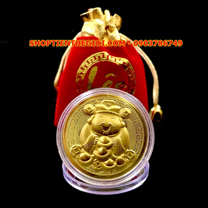 Đồng xu Thần Tài Cute Tặng Túi Gấm Lộc - SP005424